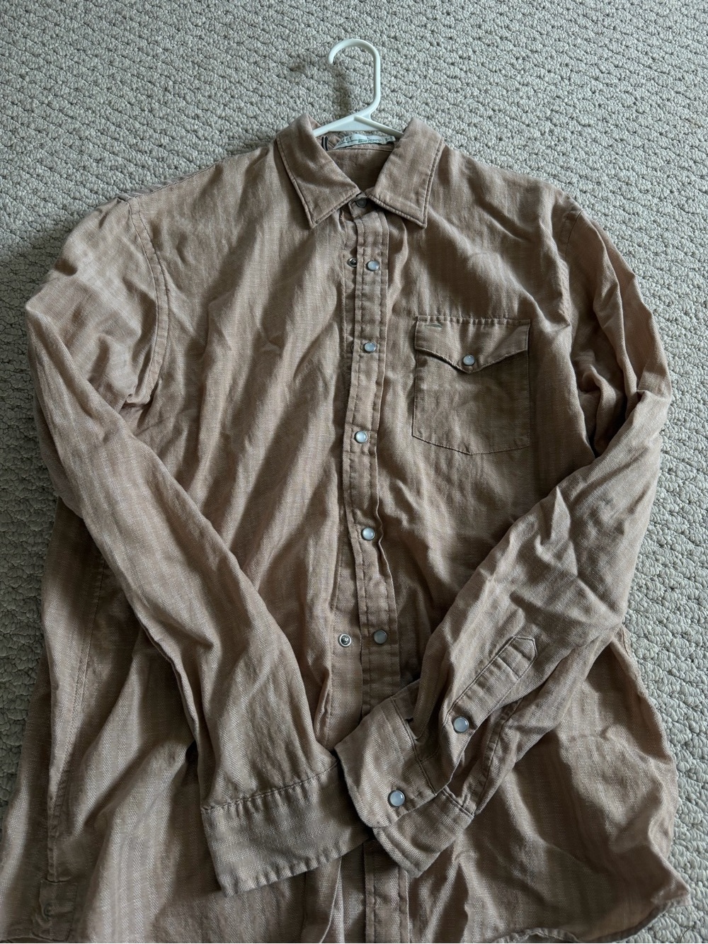 Criquet Men’s Button-Front Brown Striped Long-Sleeve Shirt